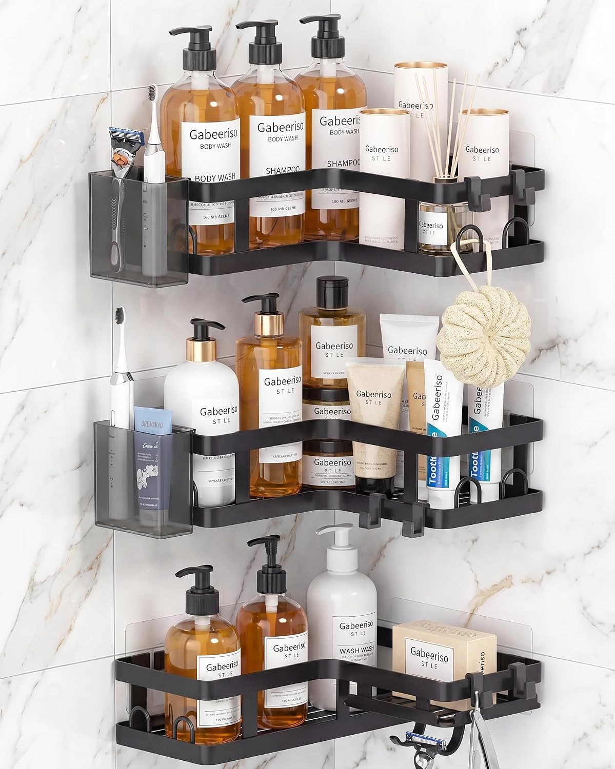 Matte Black 3-tier Shower Caddy