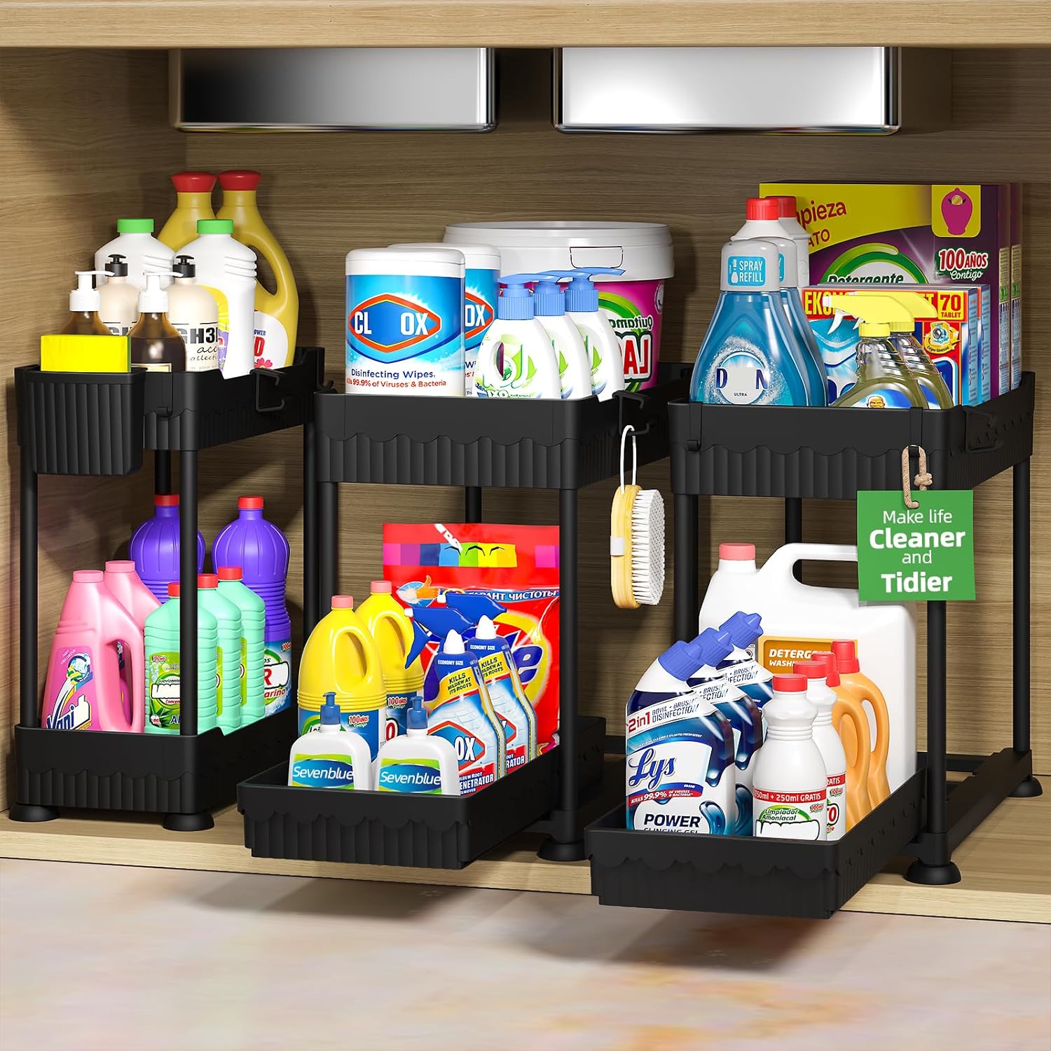Black 2-tier Pull-out Organizer