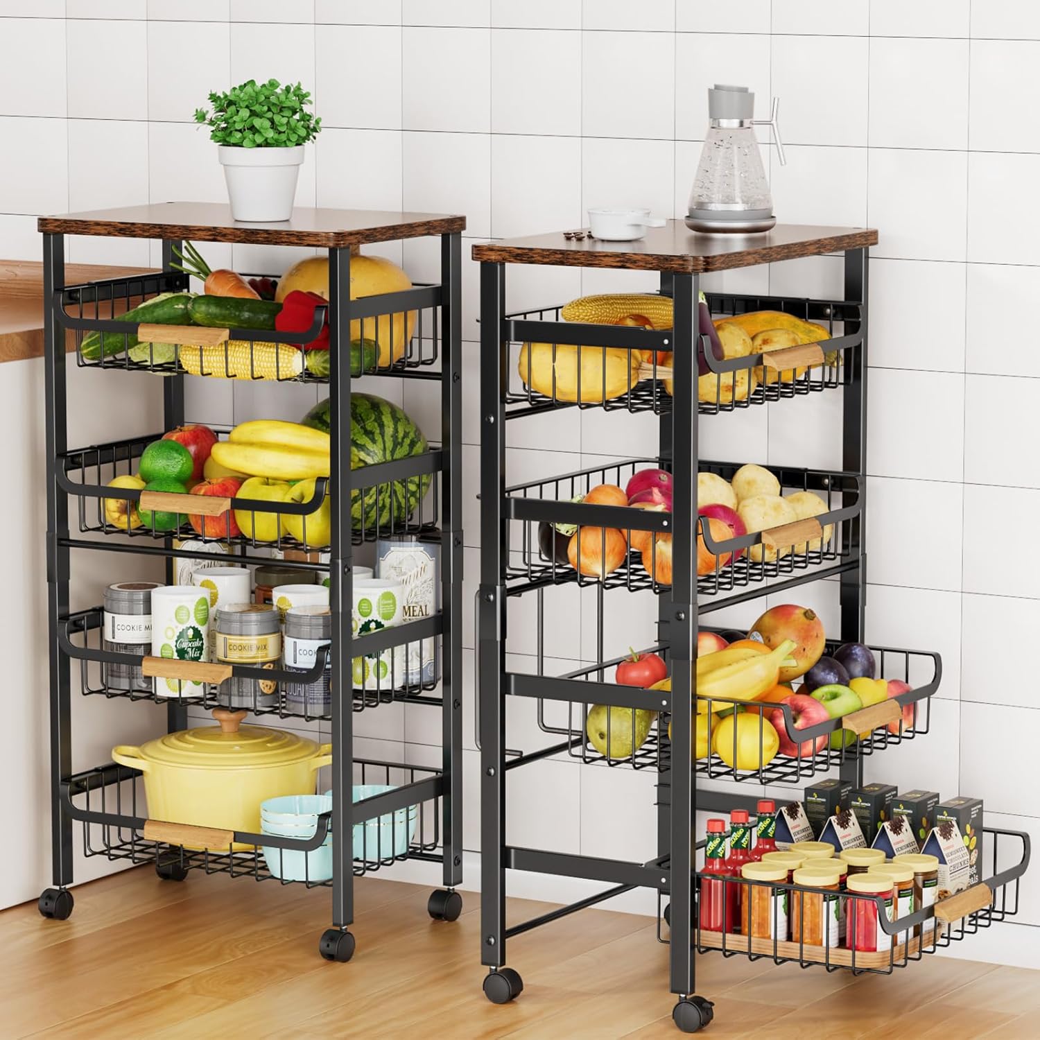 5-Tier Rolling Utility Cart - Large Capacity Kitchen Storage