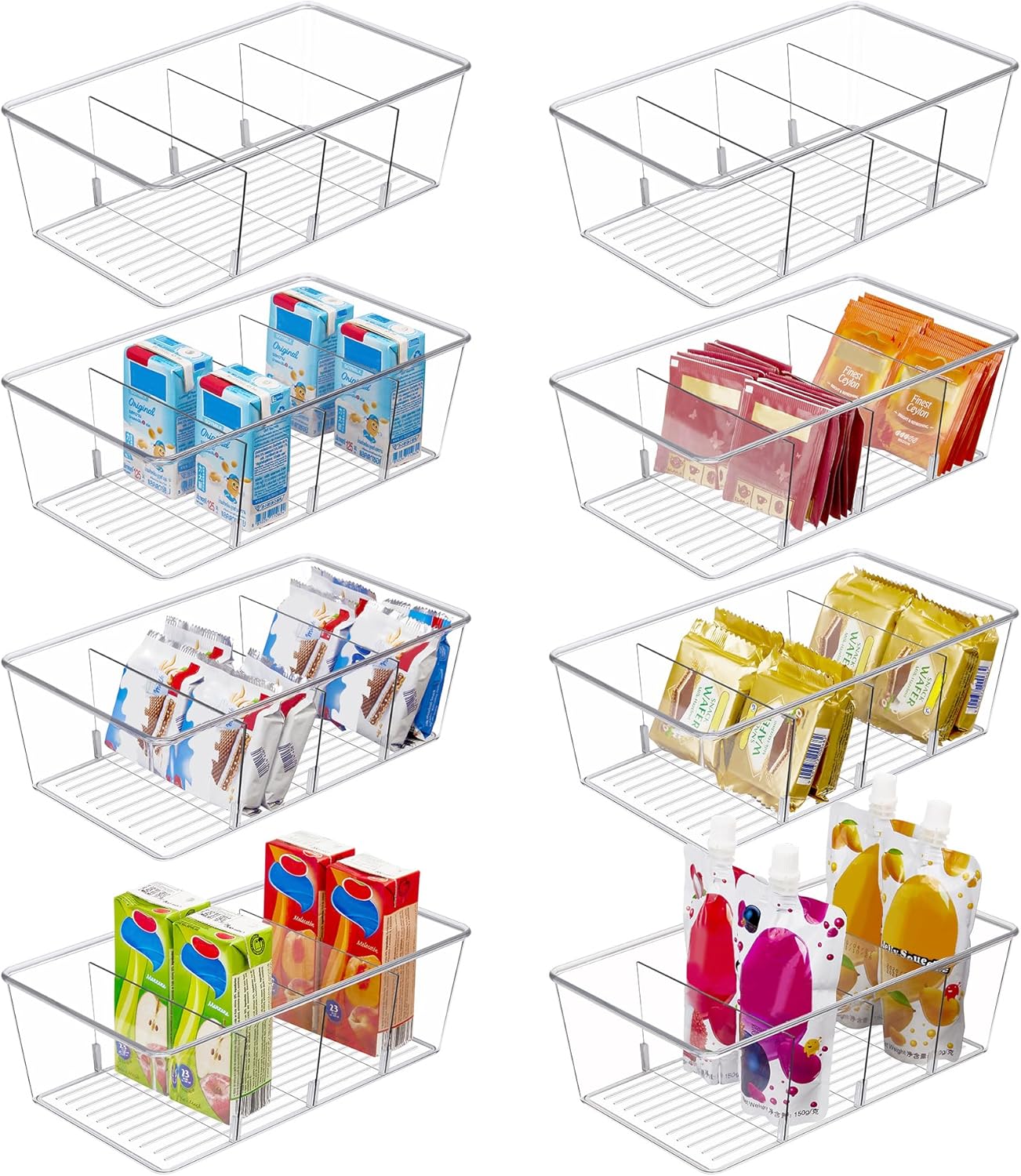 Clear Divided Storage Bins